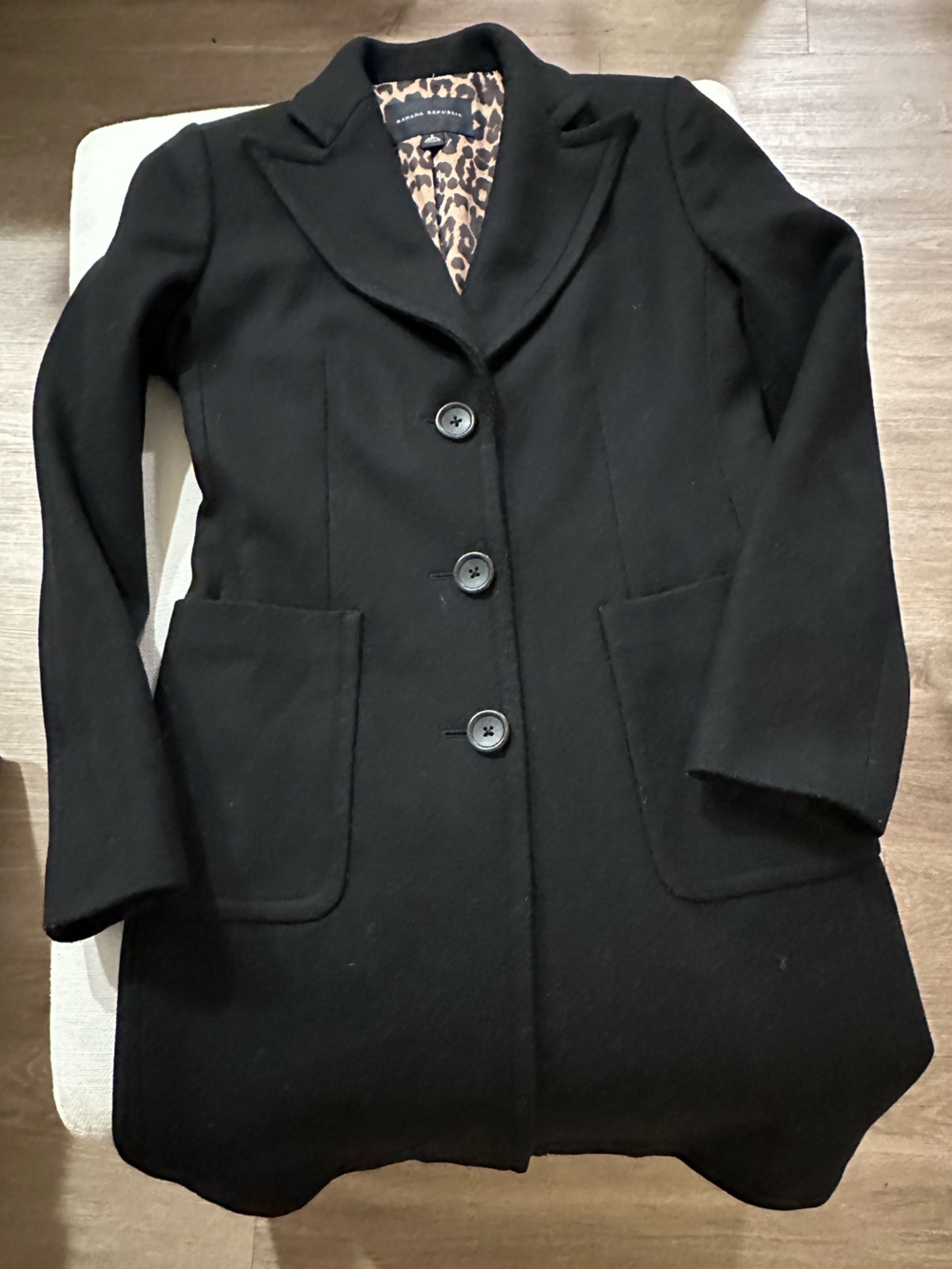Banana Republic Black Double-Breasted Peacoat